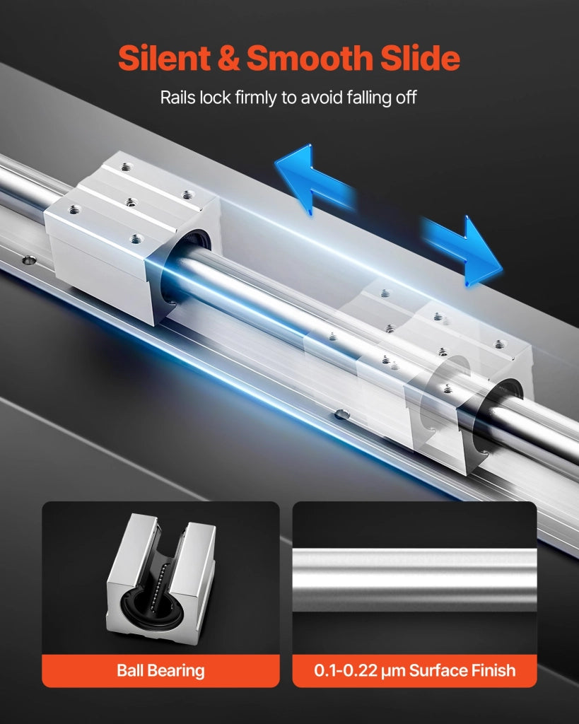 Kit 2 Guide Lineari SBR20 2000 mm con 4 Blocchi Cuscinetto in Acciaio per Macchine da Taglio e Fai da Te