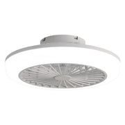 Ventilatore da soffitto con luce e telecomando da 46 cm a basso profilo; ABS trasparente; bianco