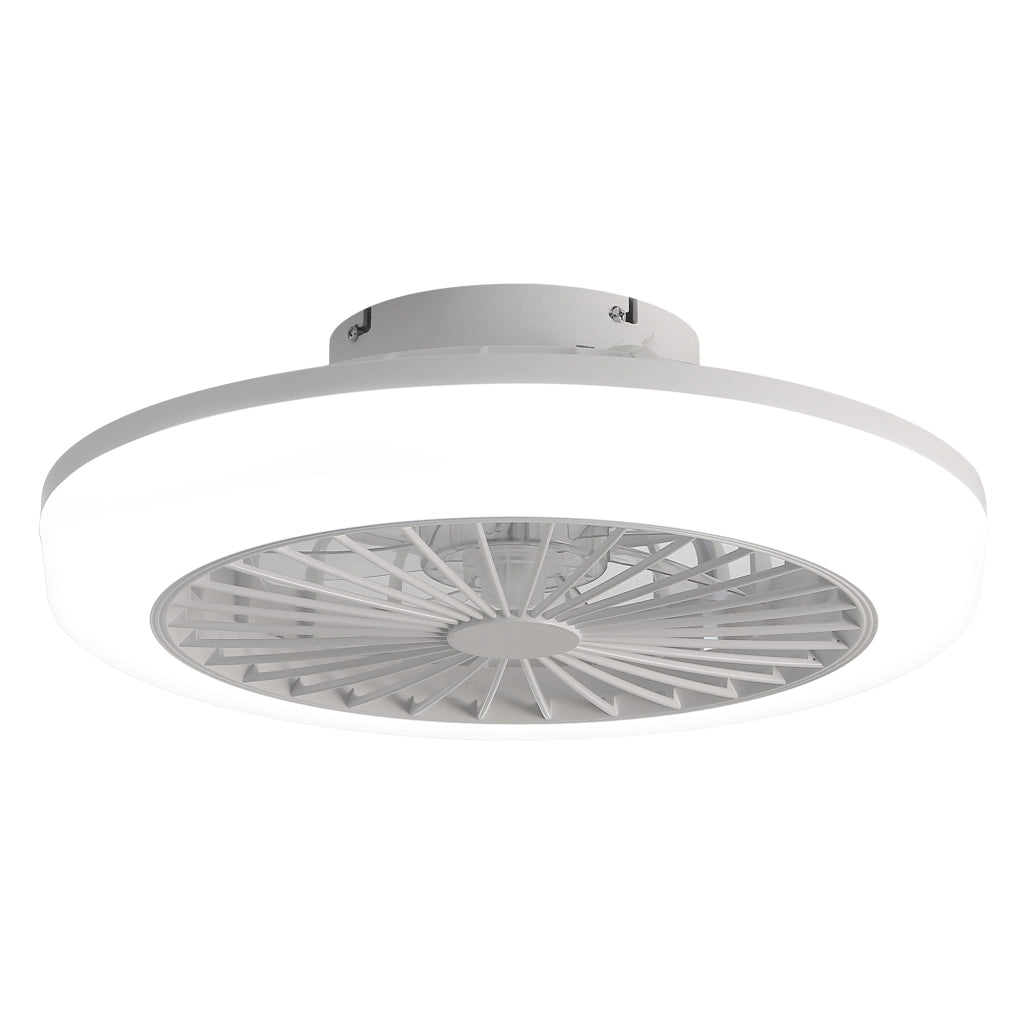 Ventilatore da soffitto con luce e telecomando da 46 cm a basso profilo; ABS trasparente; bianco