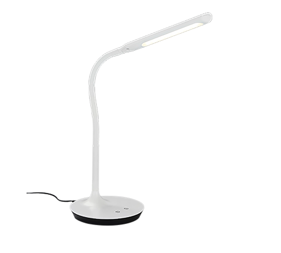 Lampada da tavolo LED, plastica, bianco opaco, 16,4x41x40 cm, Polo
