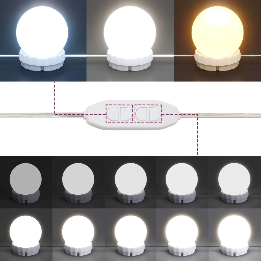 Toeletta tavolo da trucco di design mobile da camera da letto con illuminazione a LED 74,5 x 40 x 141 cm rovere 02_0006284