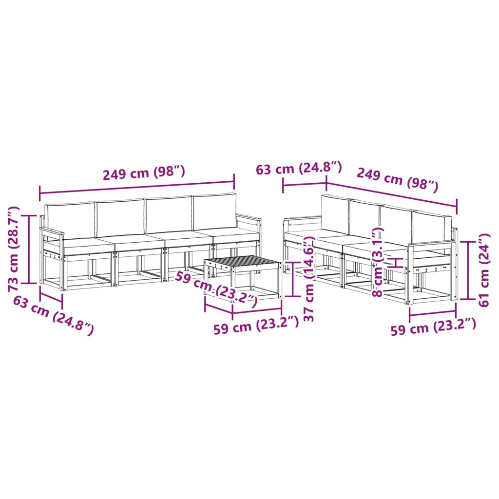 Set di divani da esterno 9 pz Bianco e Antracite 3387411