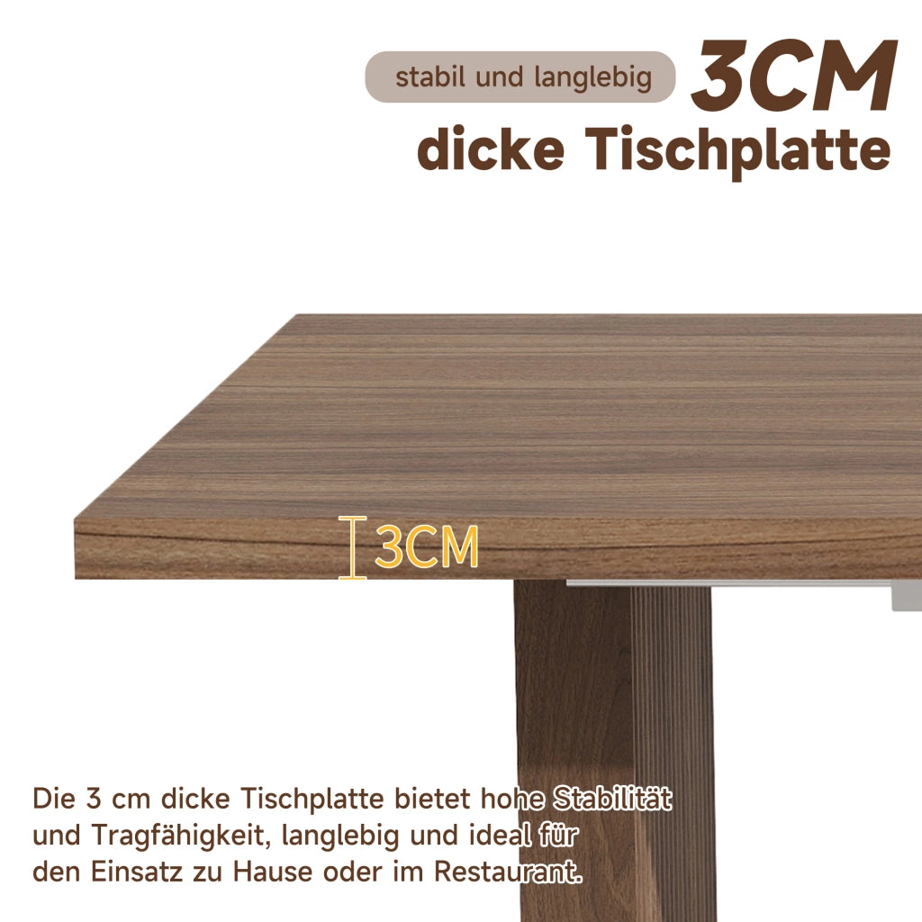 Tavolo da pranzo allungabile per sei a otto persone con piano rettangolare e gambe a lamelle in MDF noce 140/200 × 90 cm