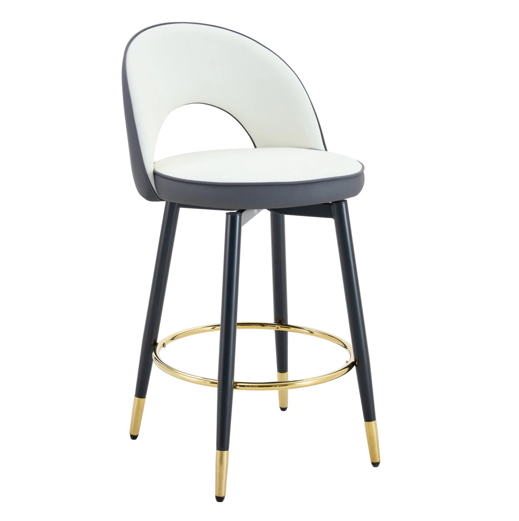 Set 2 sgabelli da bar girevoli 360° in PU grigio scuro e bianco HOMVRA