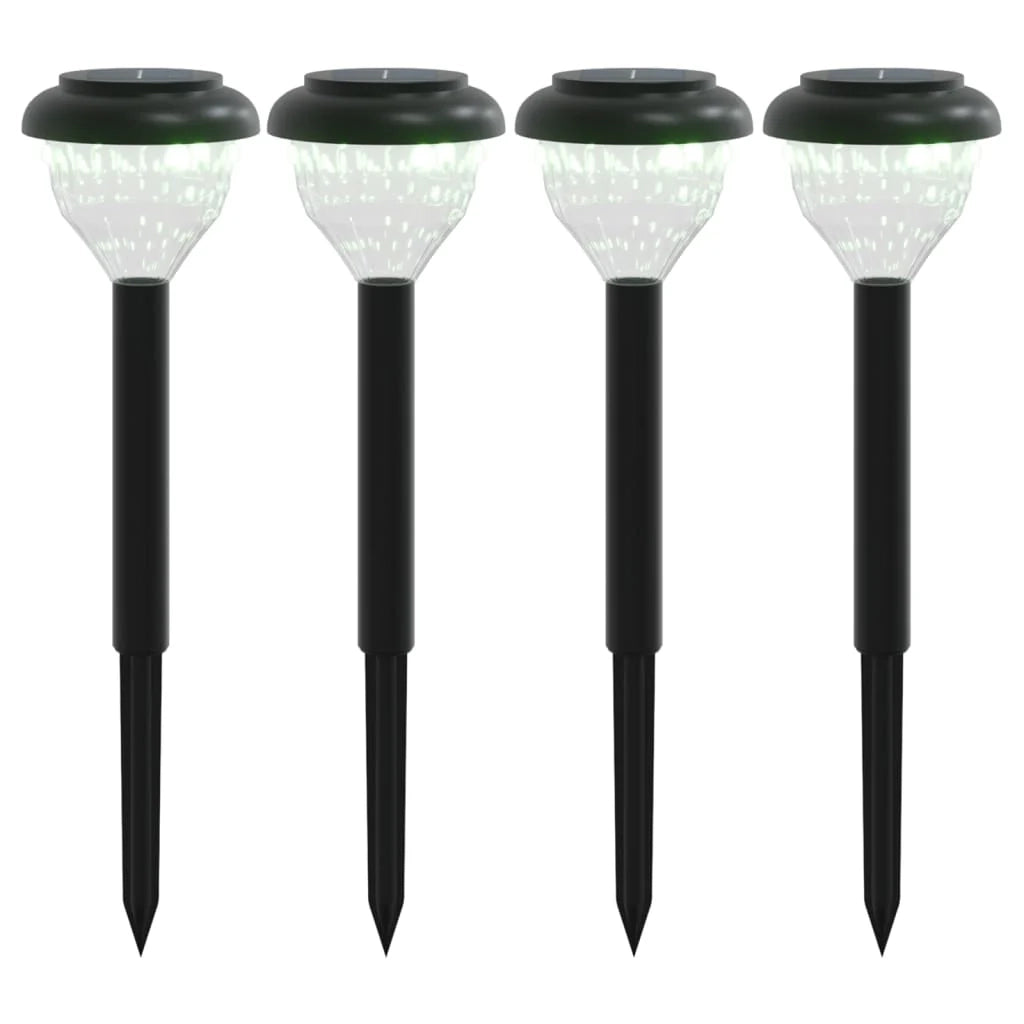 Set di 4 luci solari da vialetto e picchetti decorativi 10,5 x 37 cm illuminazione automatica atmosfera accogliente nero PS 02_0056661