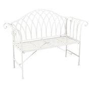 PANCA ANNETTE IN ACCIAIO VERNICIATO A POLVERE BIANCO ANTICO 128 X 40 X H93 CM