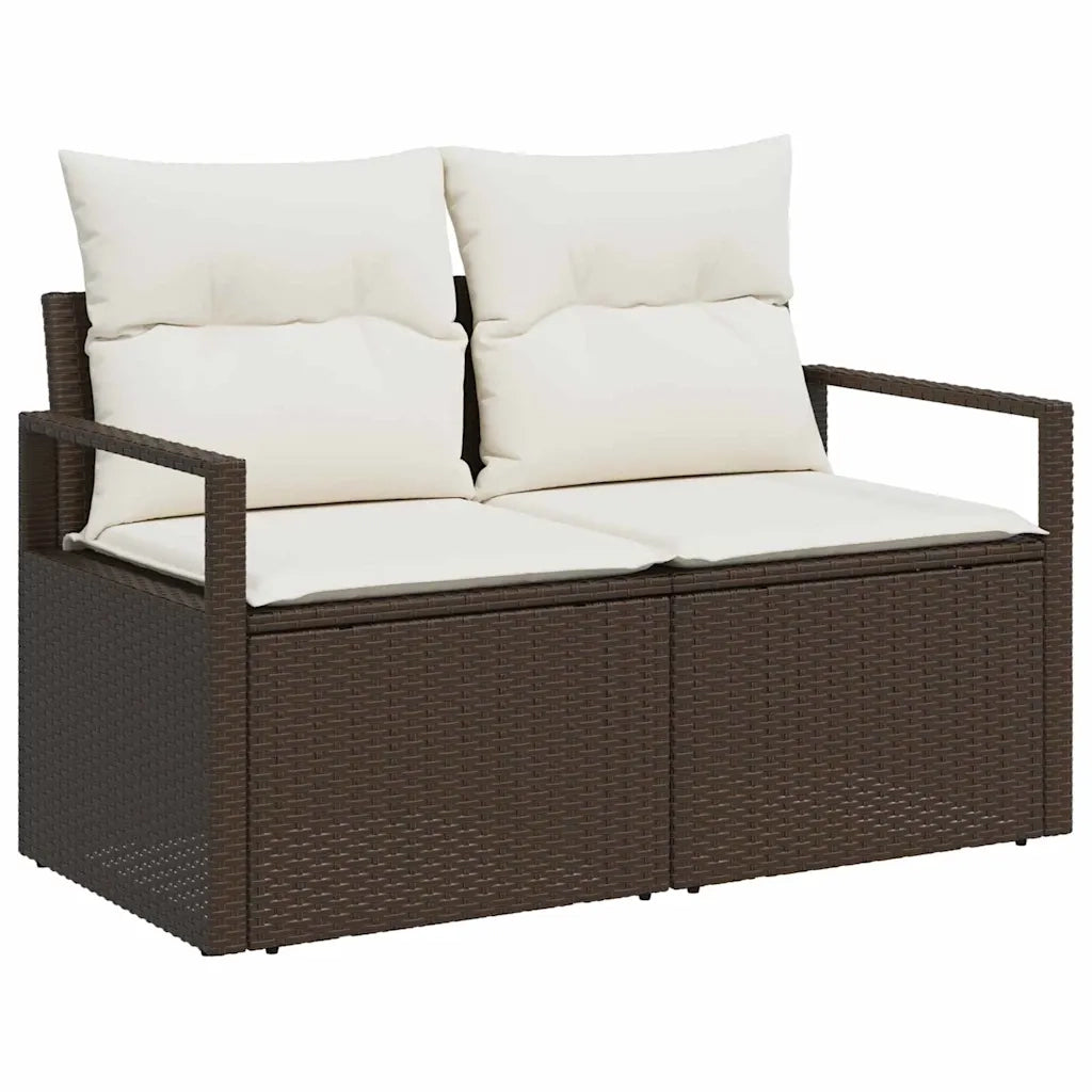 Set Divano da Giardino 8 pcs Marrone e crema polyrattan