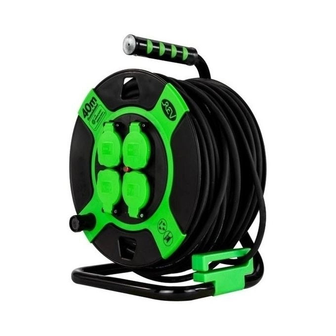 REV 0010217412 Cavo Avvolgicavo in Resina 40 m IP44 4 Prese Colore Nero Verde