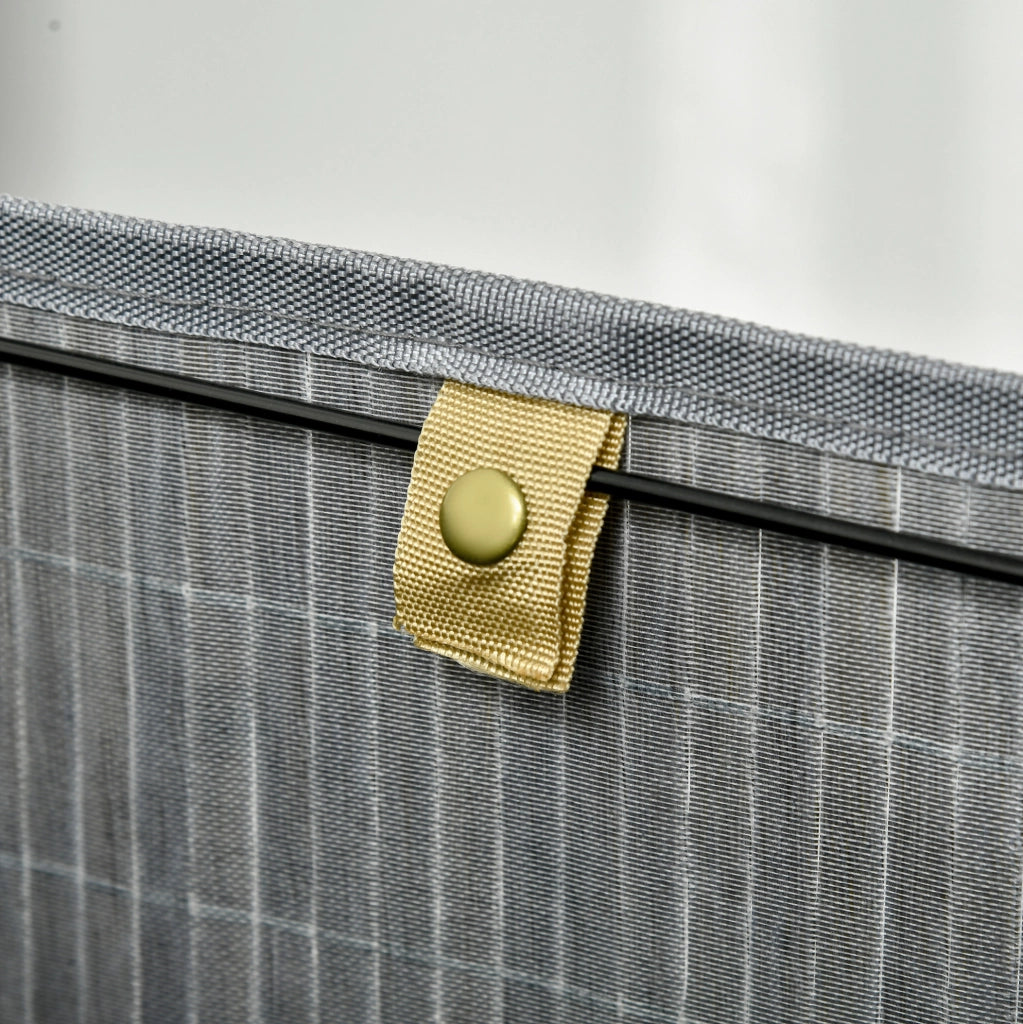 Cesto porta biancheria in bambù 55L con coperchio e sacco estraibile, 38x38x57 cm grigio