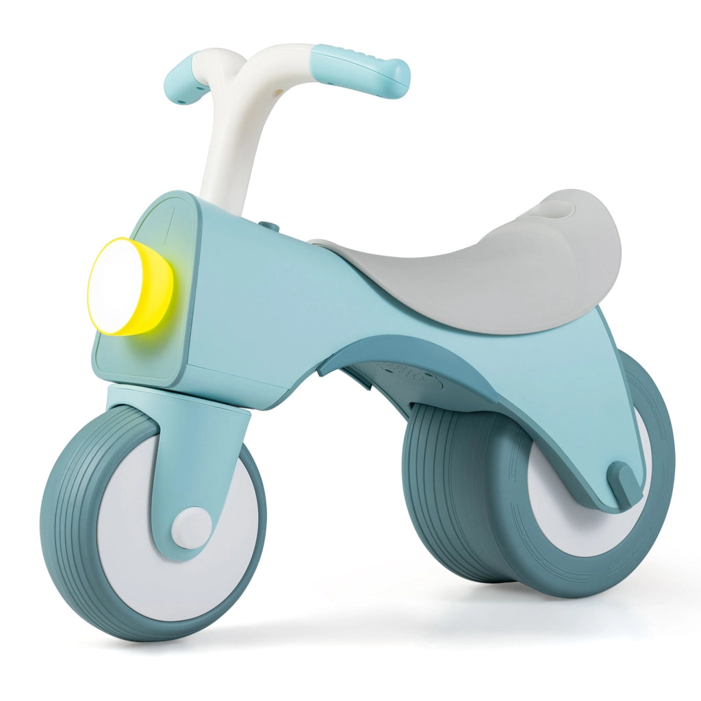 Bicicletta equilibrio senza pedali con musica faro luminoso manubri ergonomici, Bici senza pedali in metallo per bambini 2-5 anni Blu