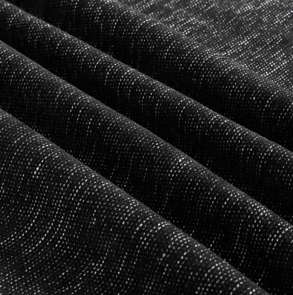 Pouf Windsor in Tessuto Chenille Nero con Design Versatile
