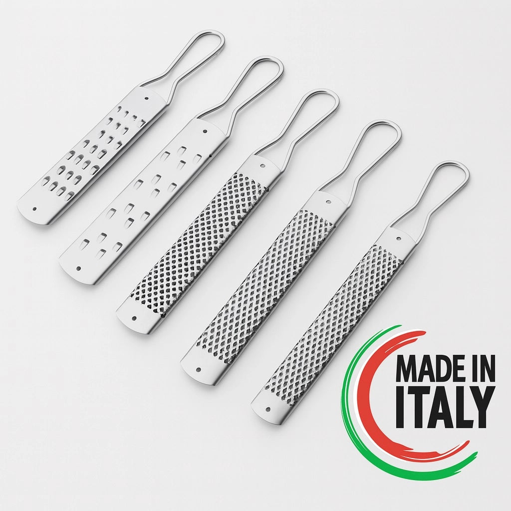 Grattugia Del Cuoco 5pz Varie Forme Acciaio Inox 18/C Lavabili in Lavastoviglie
