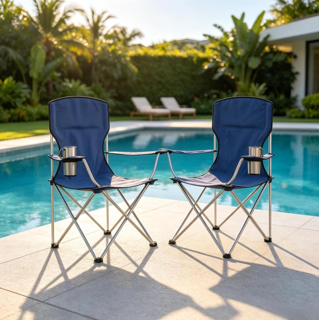 SEDIA da campeggio pieghevole 88x57x97 cm Blu Set da 2 pezzi