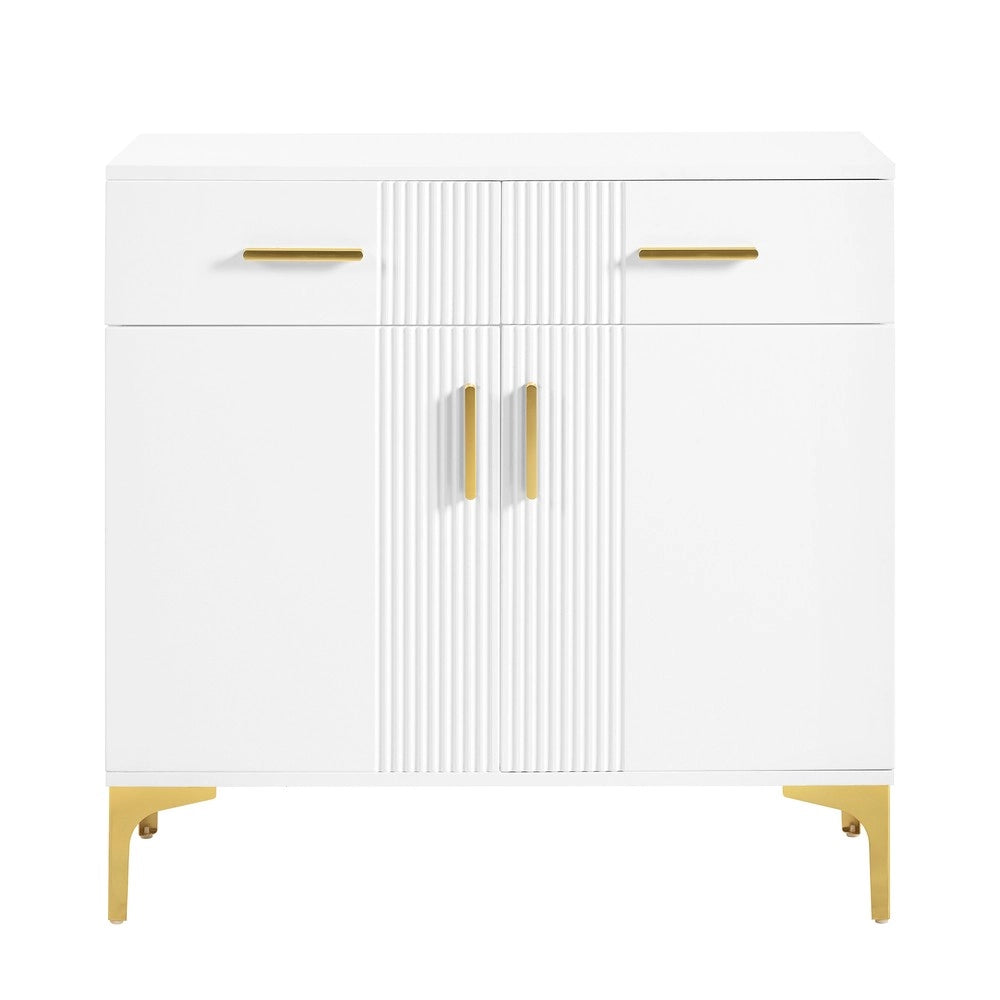 Cassettiera con Ante e Cassetti ¨C MINIMAL ¨C Bianco/Nero, Metallo, 80x35x79.5 cm