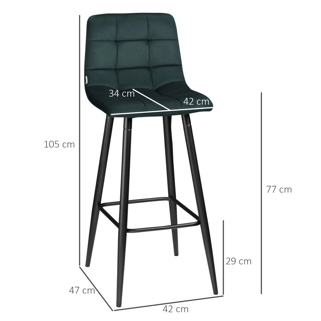 Sgabelli da Bar ¨C Zephmum ¨C Verde Velluto 2 Pezzi
