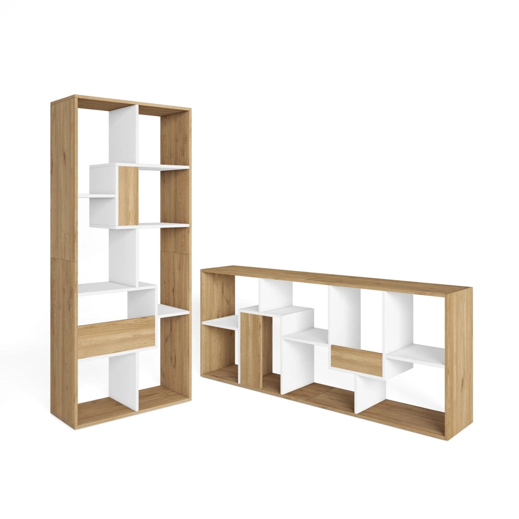 Libreria scaffale, 162x67x31cm, Per libri, Rovere e bianco RF4115