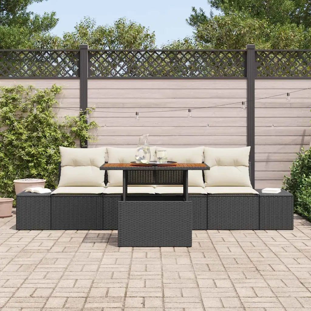 Set da Pranzo per Giardino con cuscino 5 pcs Nero e Crema 3349893