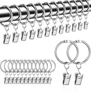 Anelli per tende con clip - 50 pezzi - Argento - 30 mm