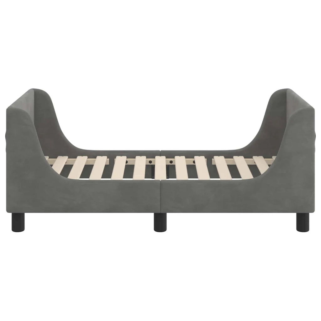 Letto singolo | Letto per adulti | Struttura letto per bambini con testata Grigio Scuro Velluto