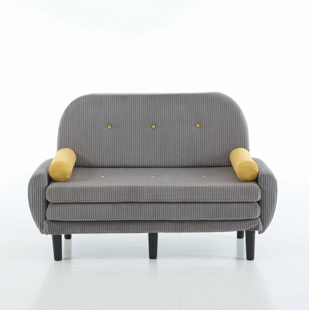 Divano Loveseat in Velluto Grigio con Contenitore, Poltrona Relax e Letto