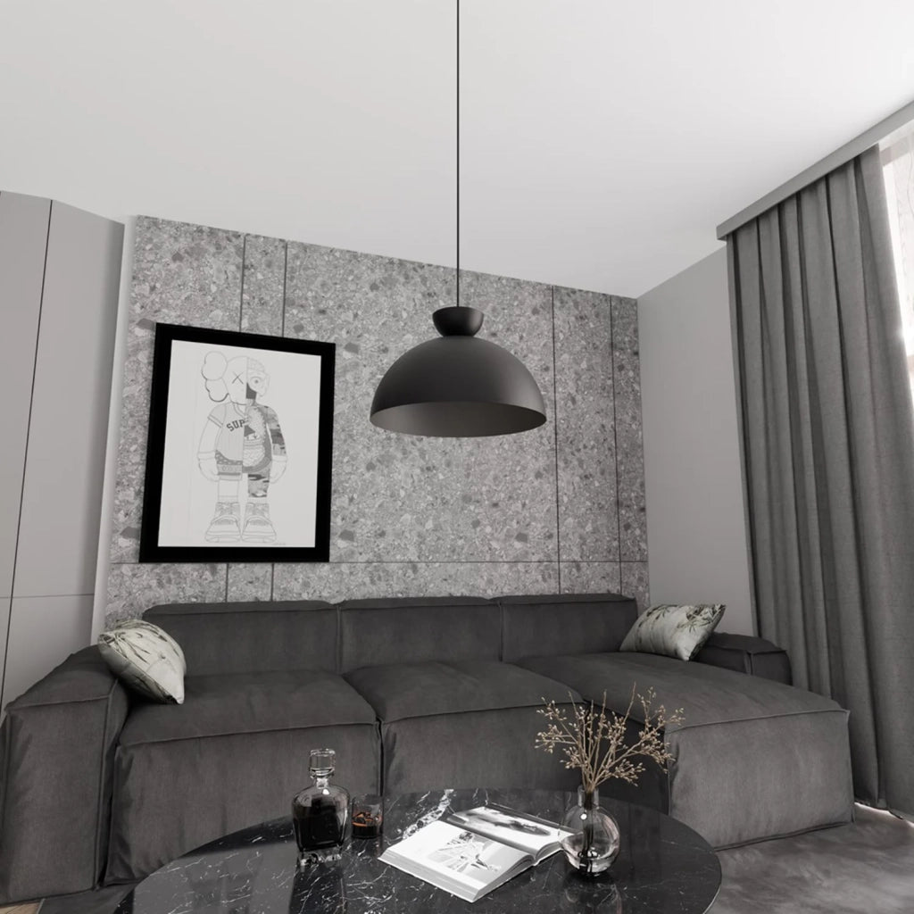 Lampadario Minimal Efesto Acciaio Nero 1 Luce Gx53
