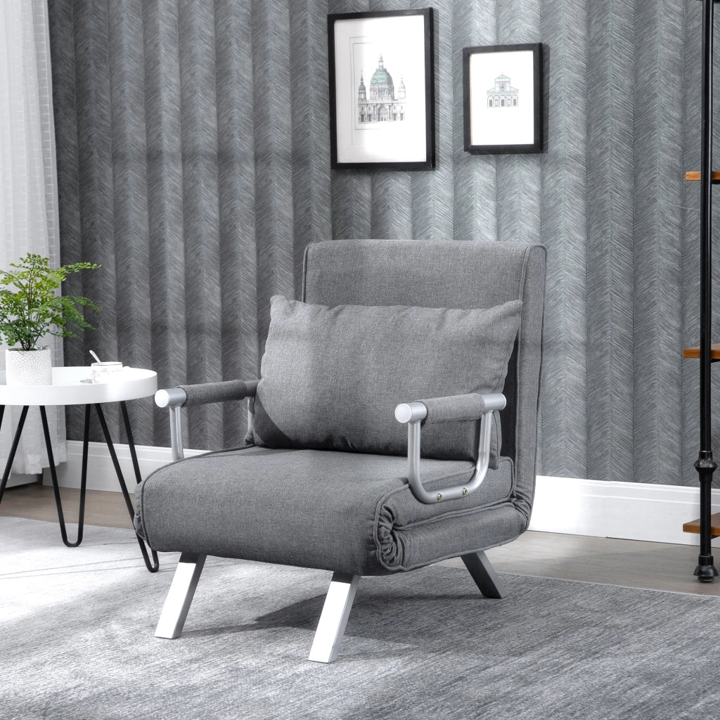 Poltrona Relax Sedia a Sdraio con Funzione Letto ¨C Minimal ¨C Grigio 65x69x80 cm