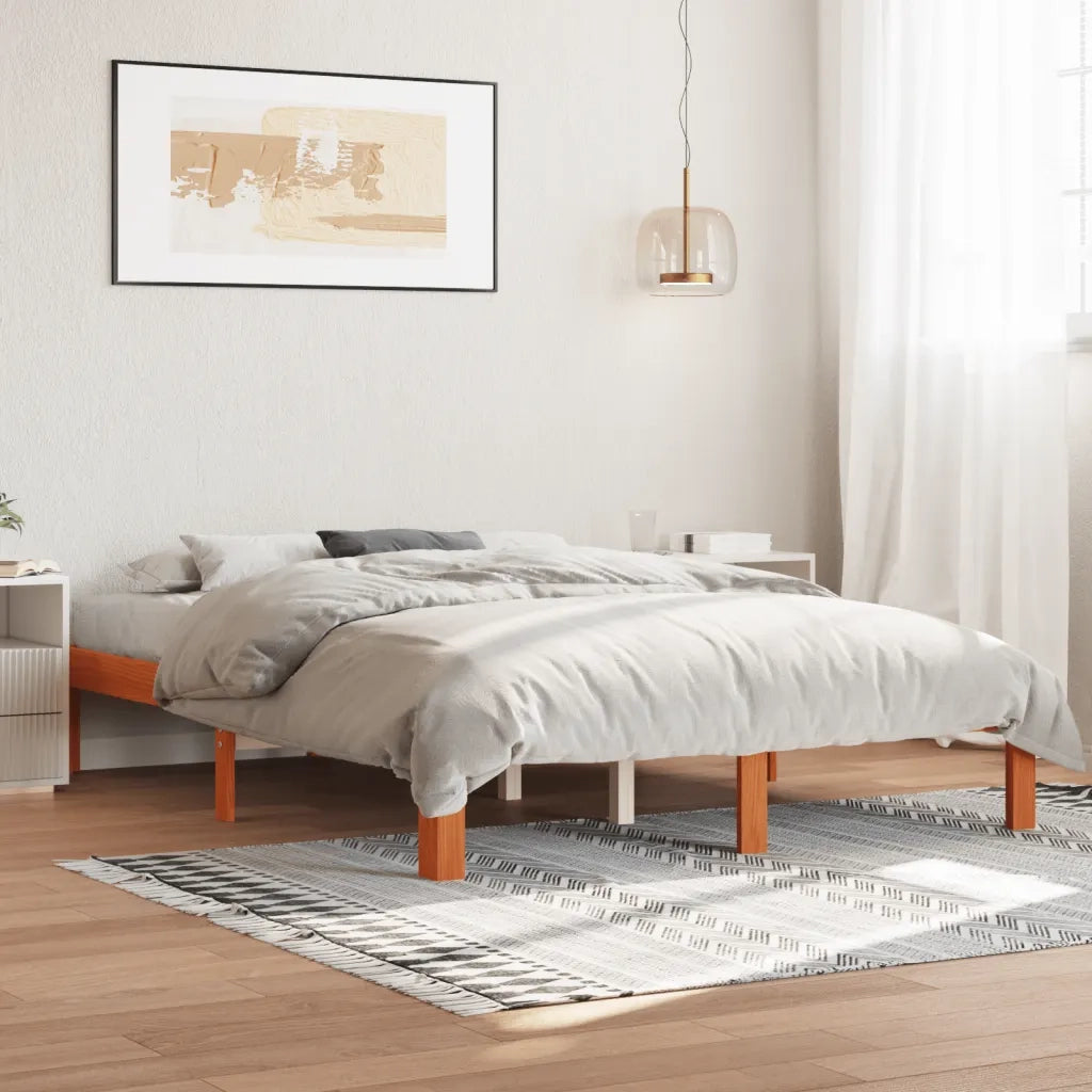 Letto senza Materasso-Struttura Letto Marrone Cera 120x190 cm in Legno di Pino 300521