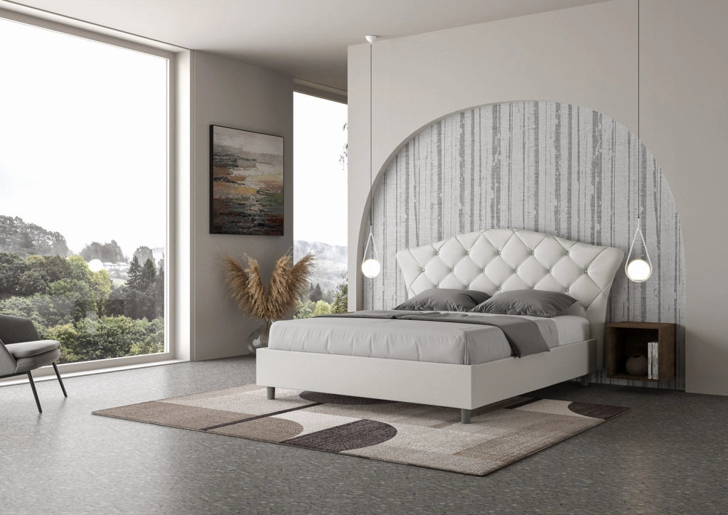 Letto Matrimoniale 160x190 cm con Rete e Contenitore Langre Similpelle