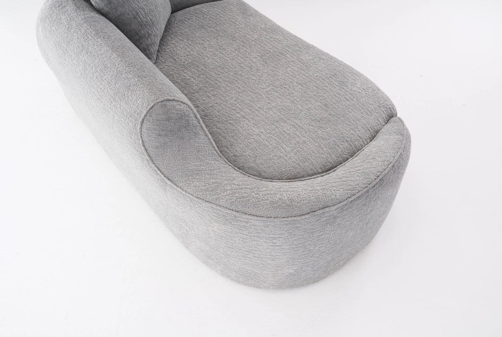 SOFA Letto 2 Posti Chaise Longue in Chenille Grigio Chiaro con Cuscino