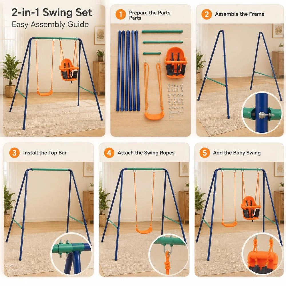 2-in-1 Single Swing And Baby Swing Orange