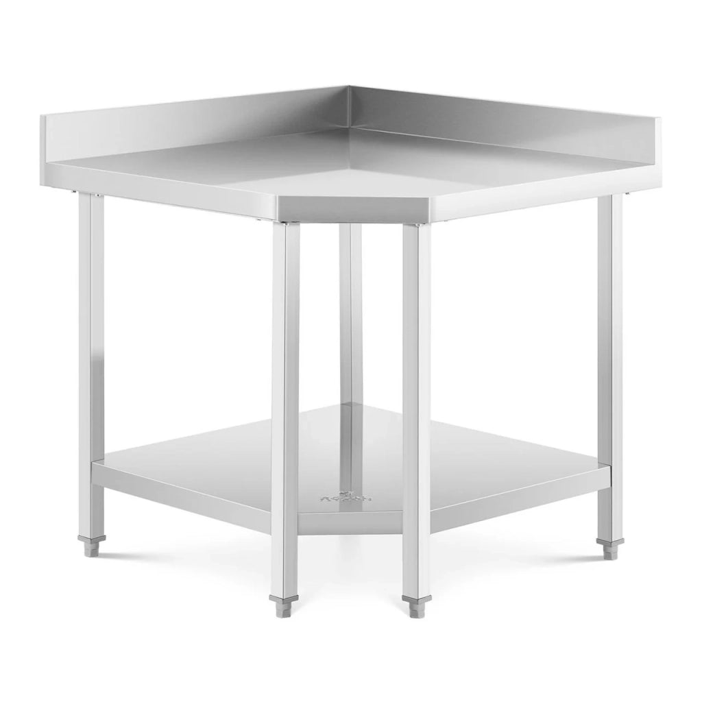 Tavolo da lavoro professionale in acciaio inox da cucina angolare in acciaio inox 90 x 70 cm portata 300 kg 14_0003648