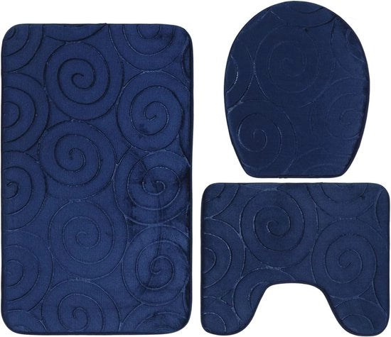 Set di tappeto per bagno antiscivolo - 3 pezzi - 50 x 80 cm - assorbente - tessuto in poliestere - fibre di vetro - set 3 pezzi