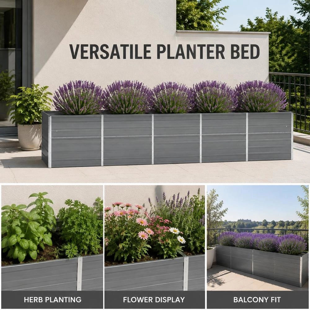 Garden Raised Bed Galvanized Steel 400x80x77 Cm Gray