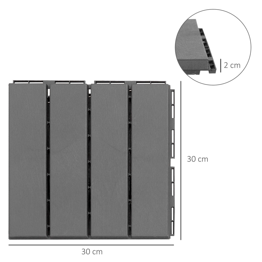 Set Piastrelle per Pavimenti Esterni ¨C zephmum ¨C Nero, Polipropilene, 30x30x2cm