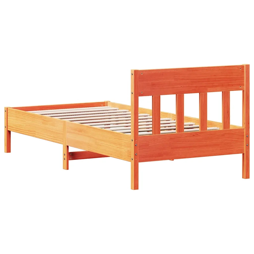 Letto senza Materasso-Struttura Letto Marrone Cera 75x190 cm in Legno di Pino 112135
