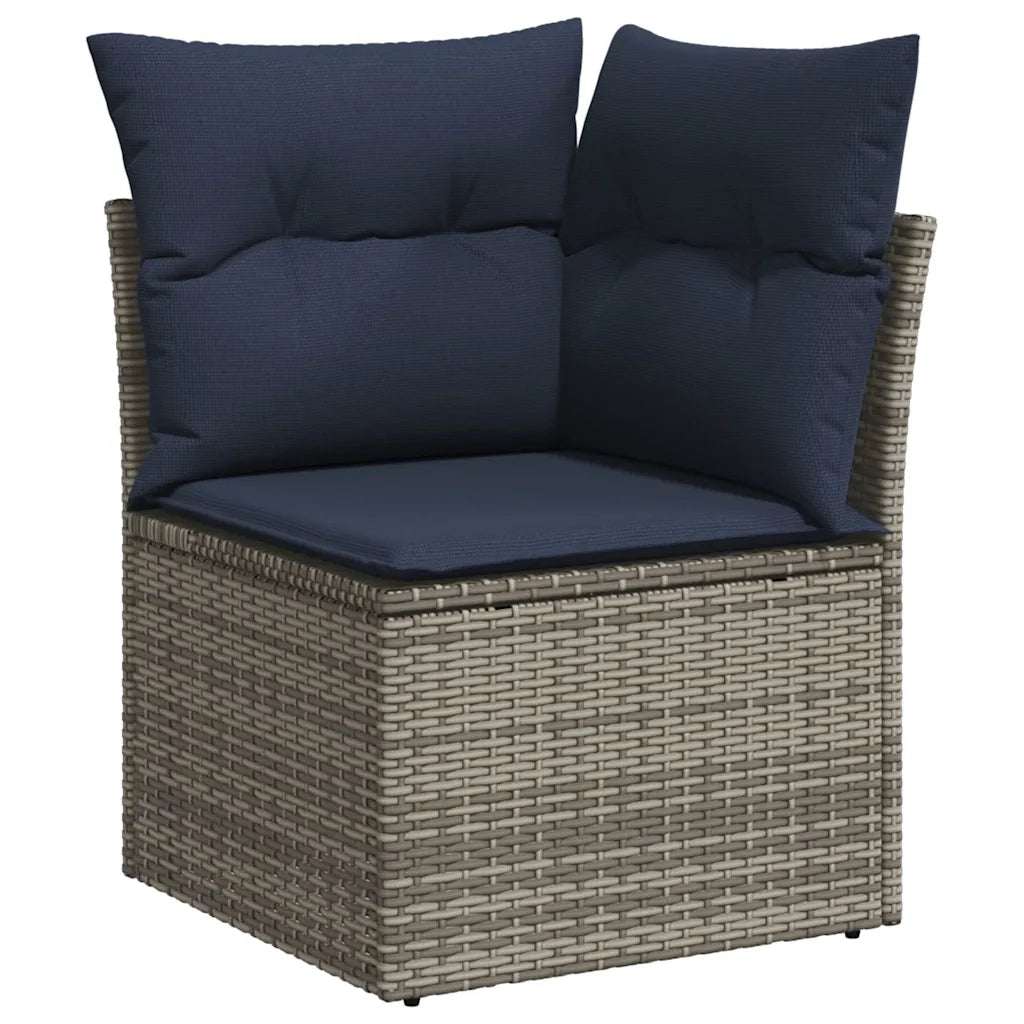 Set Divani da Giardino 7 pz con Cuscini Grigio in Polyrattan 3225795