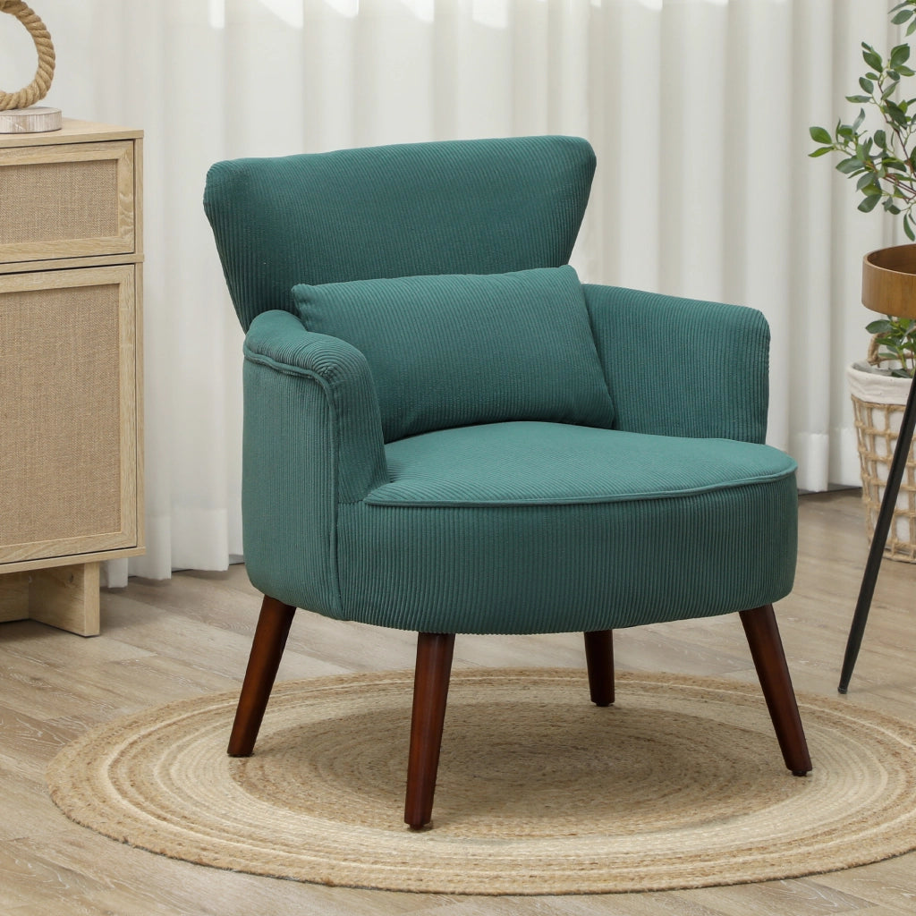 Poltrona Moderna Girevole Imbottita con Poggiapiedi e Cuscino Lombo ¨C Minimal ¨C Verde Scuro