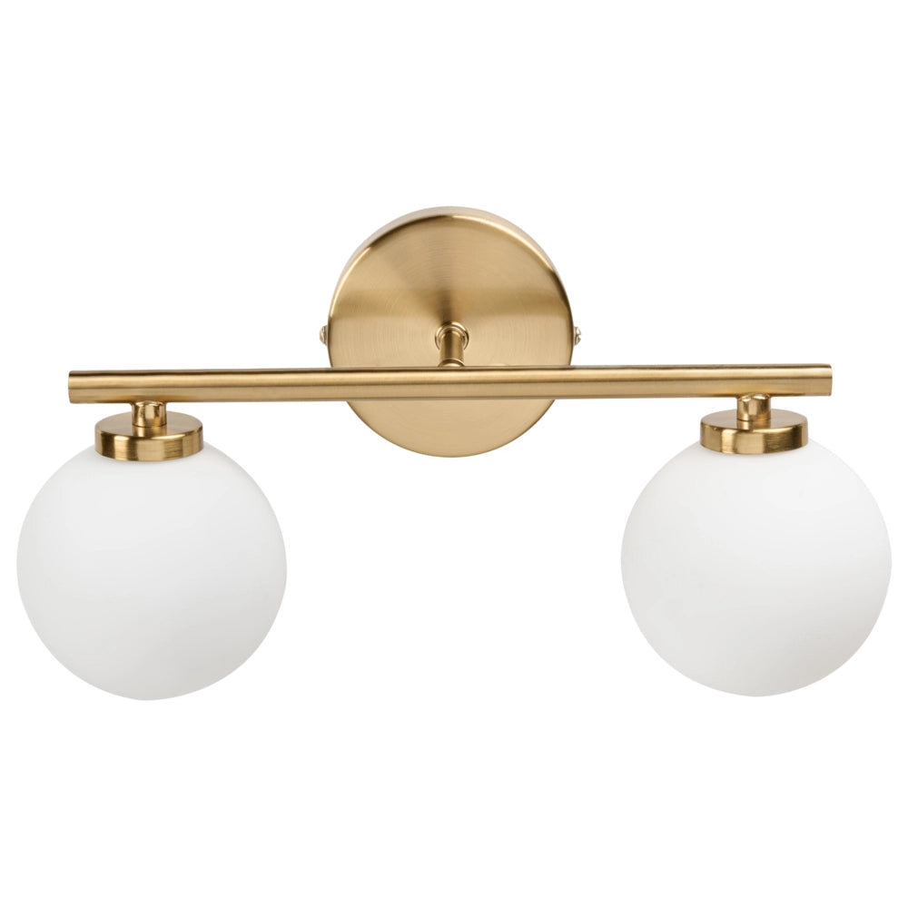 Lampada da parete 2 luci Ottone Bianco Vetro Ferro Globo Paralume Illuminazione Bagno Soggiorno Moderno
