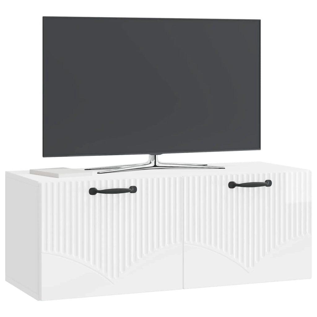Mobile Porta TV da Muro Bianco Lucido 78,5 x 31 x 30 cm 899059