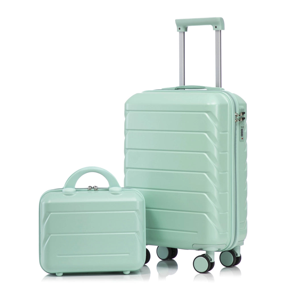 Set 2 valigie rigide 35,5x20,5x55 cm in ABS verde menta, per weekend salvaspazio