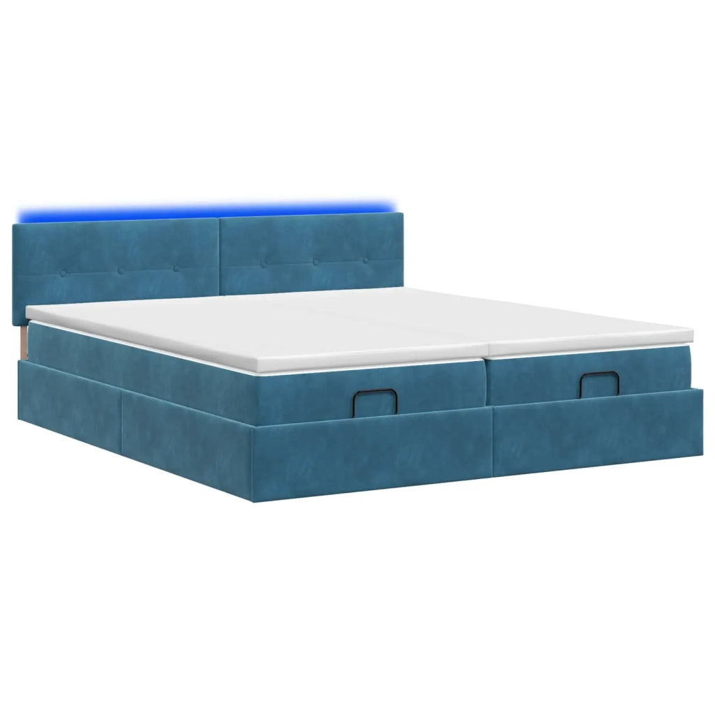 Letto Ottomano con Materasso e LED Blu scuro 200 x 200 cm 3457342