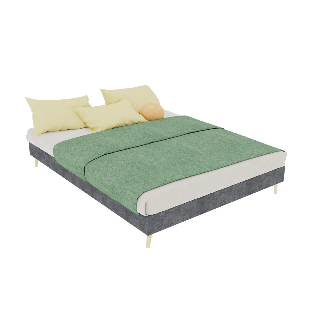 Letto moderno 140 x 200 cm grigio in tessuto e metallo