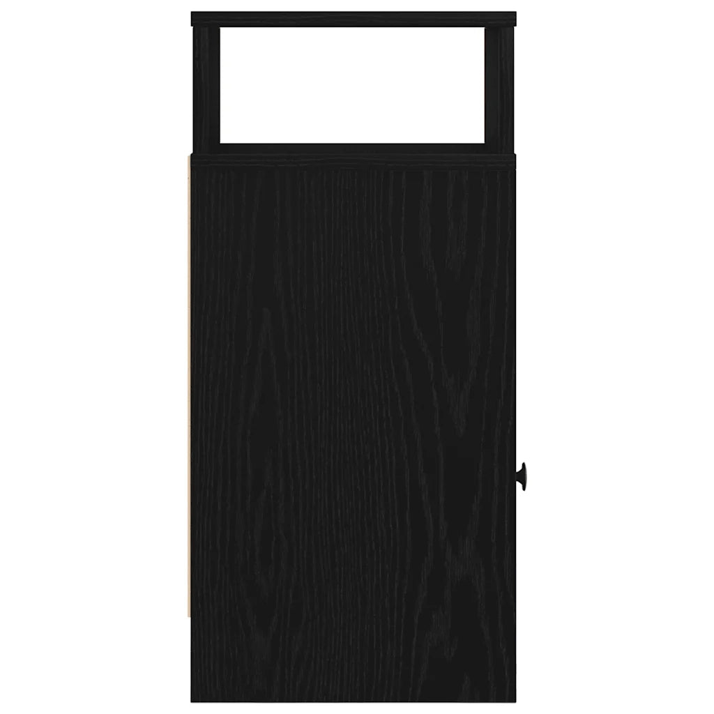 Comodino | Armadio da Notte | Mobiletto da notte con Cassetto Nero 25x31x66 cm