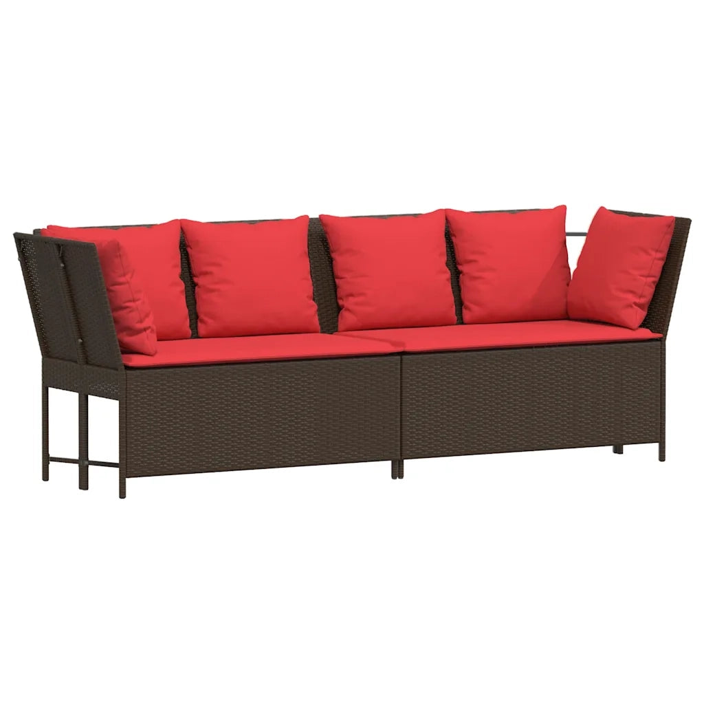 Divano da Giardino con Cuscini in Polyrattan Marrone 4104129