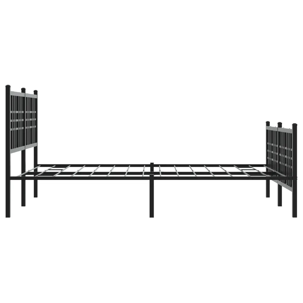 Letto matrimoniale | Letto per adulti | Giroletto con Testiera e Pediera Metallo Nero 137x190 cm