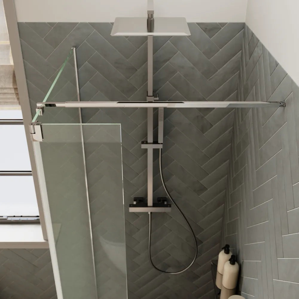 Doccia walk-in 60cm + anta 40cm vetro 8mm trasparente profili cromo | Keros