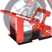 Cavalletto blocca ruota moto universale 8-15,5 cm supporto per rimorchio furgone officina robusto con fori preforati