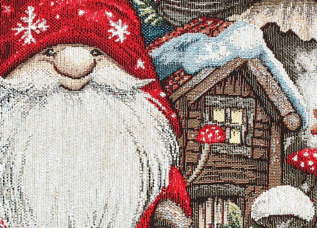 Federa Cuscino Arredo Casa Fodera Tessuto Cinigliato Fantasie Natalizie Made Italy - 50x50 - Elfo Fungo