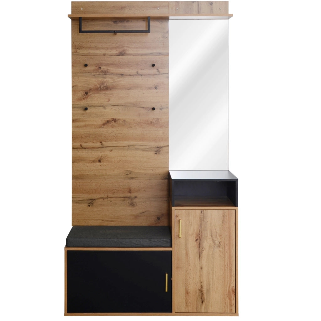 Set da ingresso 2 pezzi con scarpiera, specchio e panca