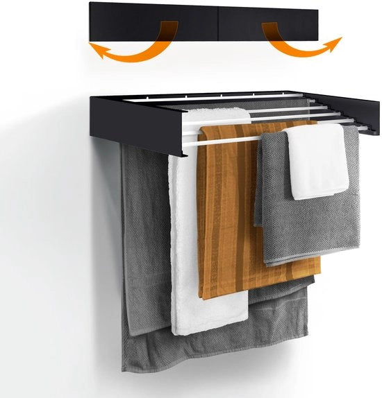 Droogrek per Parete - Montaggio Facile - Riscaldabile - Asportabile - Asportabile per Interno ed Esterno - Design Spaziale, Compattabile e Sottile (Grigio, 100 cm)